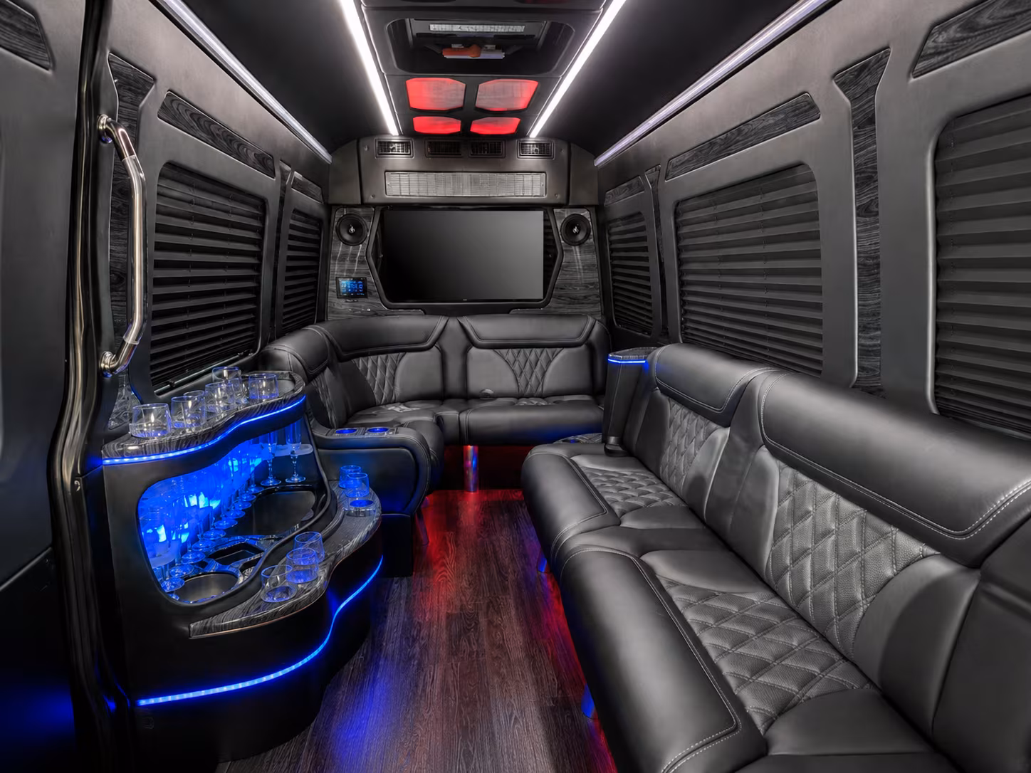 whittier 50 passenger party bus inside